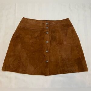 Retro 90s Y2K Le Chateau Genuine Suede Patchwork Mini Skirt size M